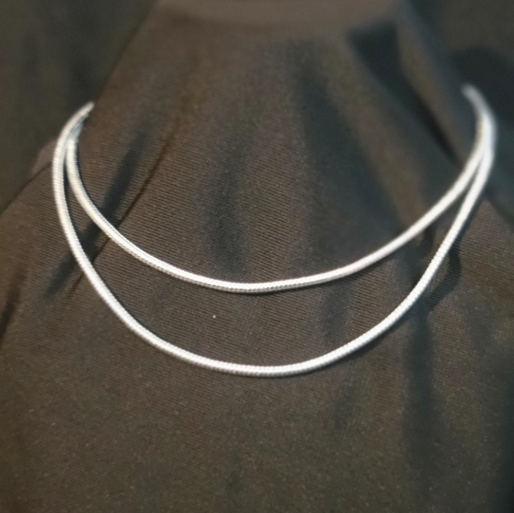 Men solid rope silver necklace - Picture 4 of 7